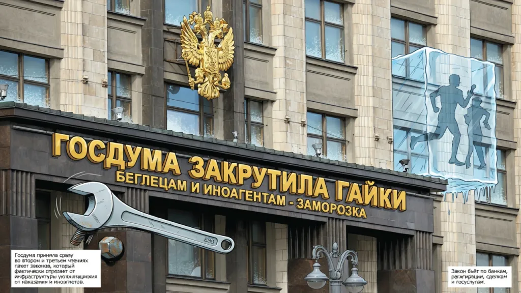 Госдума закрутила гайки. Беглецам и иноагентам - заморозка